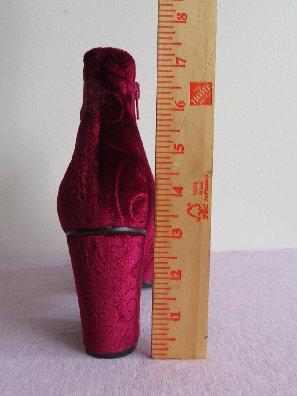 Anthropologie Billy Ella Floral Velvet Ankle Boots Embossed Red - Women's 9.5 - Picture 15 of 15